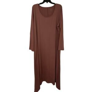 G.I.L.I Asymmetrical Hem Long Sleeve Scoop Neck Lagenlook Maxi Dress 3X